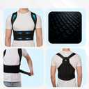 Back Brace Posture Corrector for Men & Women - Adjustable, Breathable, Improves Posture, Reduces Neck & Back Pain - Lightweight Unisex Design for Office and Home Use (Black, Large) (Black, L)