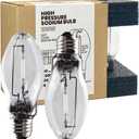 LU100/MED High Pressure Sodium Light Bulb, 100 Watts, ED17/MED, Medium Base (E26), ANSI Code S54, 9000 Lumen, 24000 Life Hours, Clear Bulb, 2100K, 2 Pack