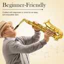 SONICAKE Alto Saxophone E Flat - Beginner Friendly Gold Saxophone Full Kit for Students with Carry Case, Mouthpiece, Reeds & Accessories QSX-01