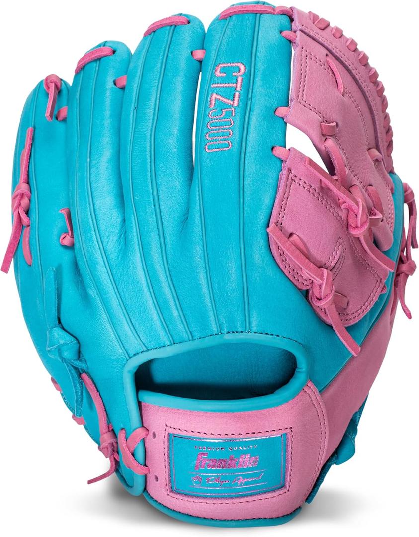 Franklin Sports Baseball Fielding Glove - Men's Adult and Youth Baseball Glove - CTZ5000 Cowhide Infield and Outfield Baseball Gloves (Blue/Pink)