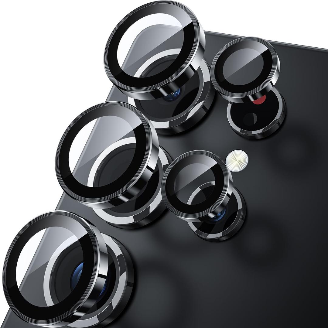 WSKEN for Samsung Galaxy S25 Ultra Camera Lens Protector - Ultra Thin Case Friendly, 9H Shatterproof Tempered Glass with Aluminum Metal Circle Camera Screen Protector Cover Accessories, Black
