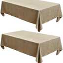 Fitable Faux Linen Table Clothes 60 x 84 Inch - 2 Pack Khaki Tablecloths for Rectangle Tables, Faux Burlap Table Covers for Kitchen Dining, Party, Farmhouse, Baby Shower