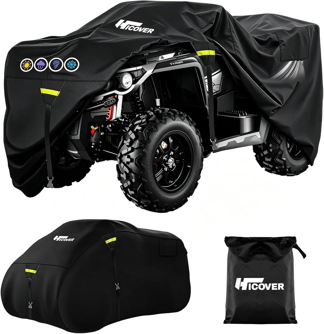 600D ATV Cover for Polaris Kawasaki Yamaha Suzuki Honda | Waterproof Heavy Duty Trailerable 4 Wheeler Cover Waterproof Outdoor Quad Cover All Weather Season UV Protection