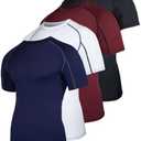 Real Essentials 4 Pack: Men's Short Sleeve Compression T-Shirt Base Layer Undershirt Athletic Top, Size 5X