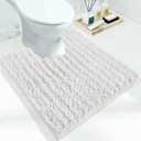 Yimobra Toilet Rugs U Shaped 24"x20", Soft Comfortable Absorbent Chenille Toilet Mat for Bathroom Floor, Non-Slip Contour Bathroom Rugs for Toilet, Dry Quickly Machine Washable, White