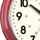 Wall Clock Metal 12.4" Countryside Style Wall Clocks Retro Vintage Classical Silent Non Ticking Easy to Read for Living Room/Kitchen/Bedroom/Office/Bar(12.4" Red)