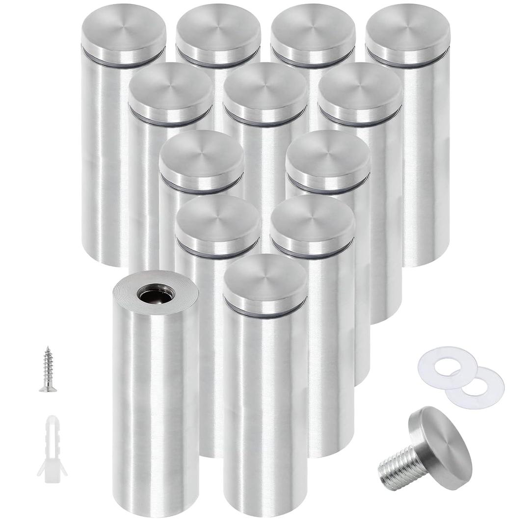 Luomorgo 12 Pcs 1" x 4" Stainless Steel Standoff Screws, Wall Sign Standoff Mounting Hardware, Silver