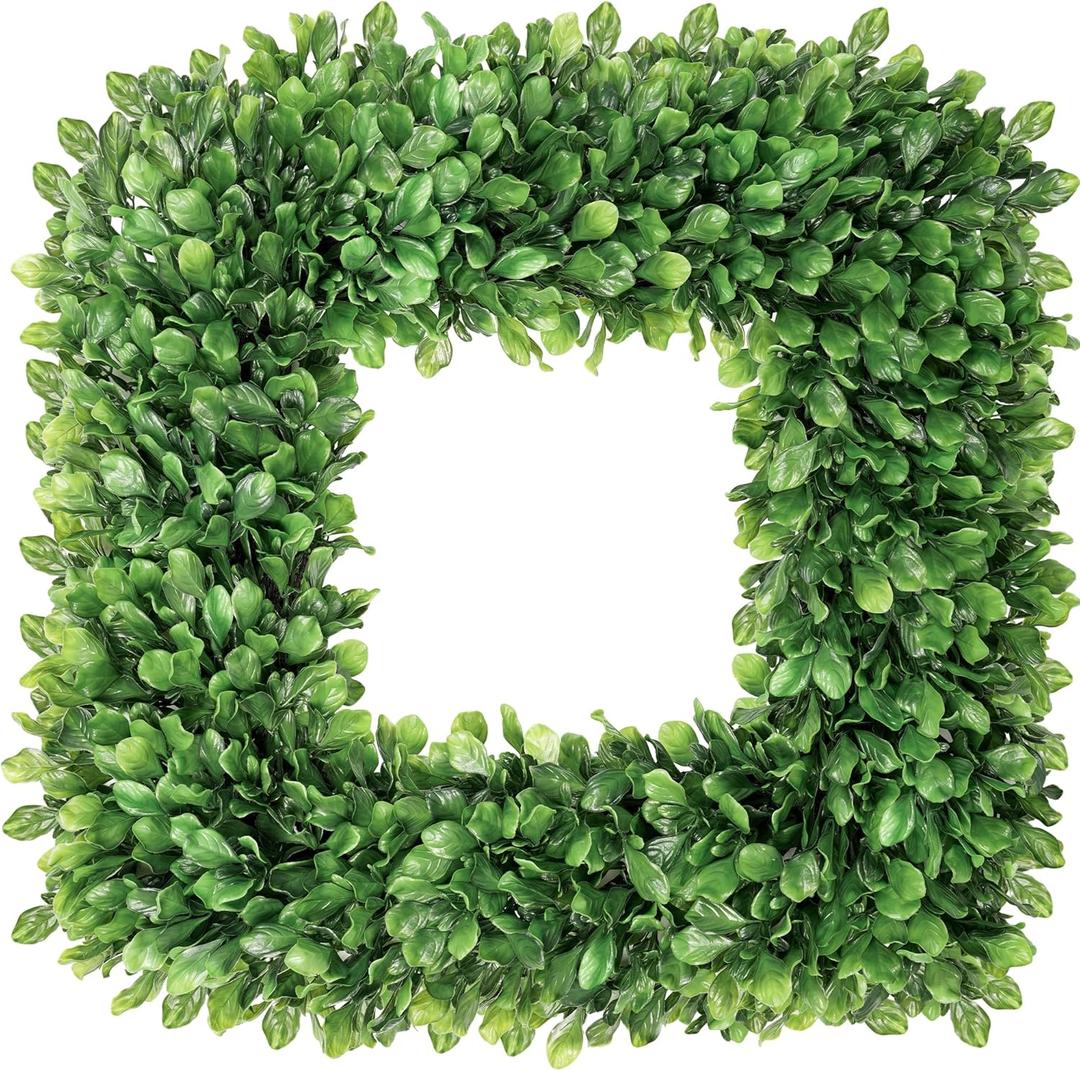 20 Inch Large Boxwood Wreath, Spring Summer Artificial Green Wreaths for Front Door Farmhous Wedding Window Hanging Wall All Year Round Indoor & Outdoor St Patrick's Day Decor