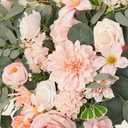 Deluxe Pink Artificial Wedding Arch Flowers with Drapes Kit-Pack of 5, 2pcs Flower Arrangements 3pcs Hanging Sheer Drapes Blue Ceremony Arbor Reception Backdrop Rose Floral Decorations.