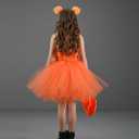 Little Girls 3PCS Halloween Layered Tulle Tutu Dress Headband and Bag Pumpkin Princess Party Cosplay Outfits Clothes (6-7 Years, Orange)