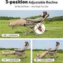 Naturehike 3-Position Adjustable Recliner with Footrest, Heavy Duty Folding Camping Chair, Portable Lounge Chair with Carry Bag, Cup Holder & Side Pocket for Beach, Patio, Lawn – Supports 330 lbs
