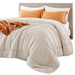 Bedsure Comforter Duvet Insert - Quilted Comforters Queen Size, All Season Duvet, GentleSoft Down Alternative Bedding, with 8 Tabs, Gifts for Women/Men, Linen, Queen 88 x 88 Inches