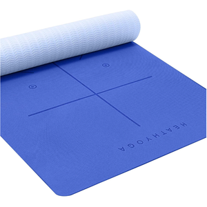 Heathyoga Yoga Mat Non Slip TPE Pilates Exercise Mats for Home Workout Gym Fitness Eco Friendly Thick Hot Yoga Mat with Strap Body Alignment,72"x 26" Thickness 1/4"