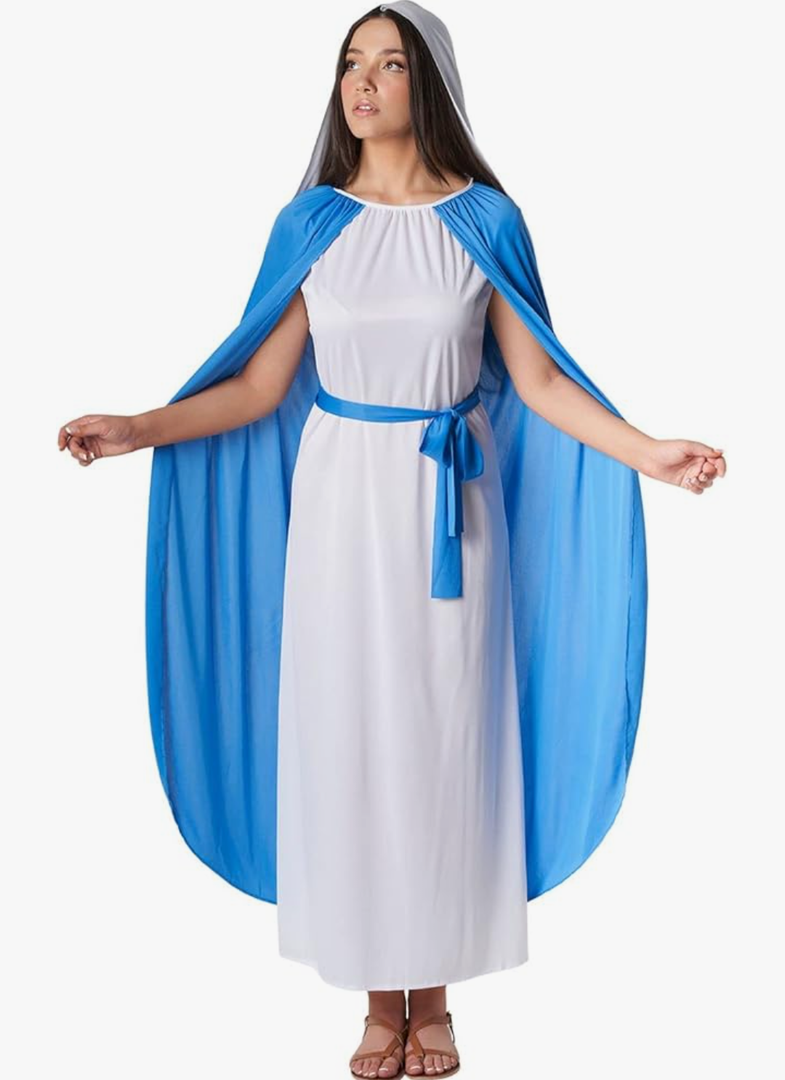 Morph Costumes Virgin Mary Costume For Women Blue Biblical Christmas Nativity Outfit For Adults Holiday Celebrations, Size Small