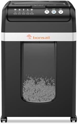 Bonsaii 200-Sheet Auto-Feed Paper Shredders for Office Use, Heavy Duty 8.1-Gal Large Shredder, 60 Minutes Continuous Run Time, P-4 Security Level (C283-A Old Version)