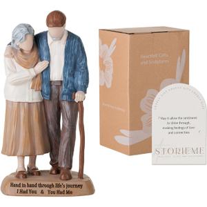 Husband Wife Elderly Figurine Statue: Best Gifts for Senior Couple Parents Grandparents Wedding Anniversary Birthday Presents