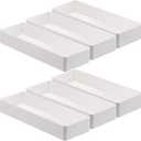 6 Pack Plastic Desk Drawer Organizer Tray 9.5 x 3 x 1.4 Inch White Desk Organizer Desktop Accessory Tray Stackable Trays for Office Makeup Bathroom Kitchen Vanity