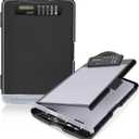 Sunnyclip Clipboard with Storage & Calculator, [20% Thicker] Heavy Duty Plastic Clip Board, Large Capacity Letter Size Side Opening Nursing Slimcase with Pen Holder|Smooth Writing Office Supply