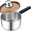 P&P CHEF 3 Quarts Sauce Pan and Pot with Lid, Tri-Ply Stainless Steel Saucepan Cookware for Induction & Multi Stoves, Heat-proof Handle & Visible Glass Lid, Dishwasher Safe