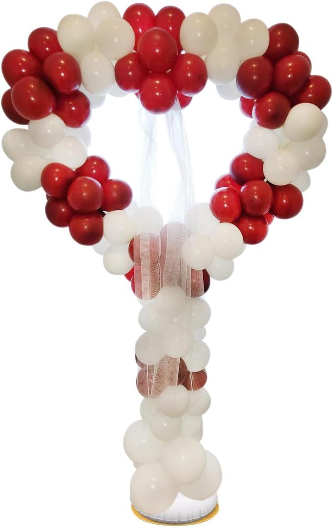 Adjustable Height Heart Backdrop Stand Metal Heart Balloon Arch Wedding Arch for Proposal Ceremony Valentine's Day Birthday Party Baby Shower Banquet Photo Decoration(Balloons not Included), 5.1FT-6.6FT