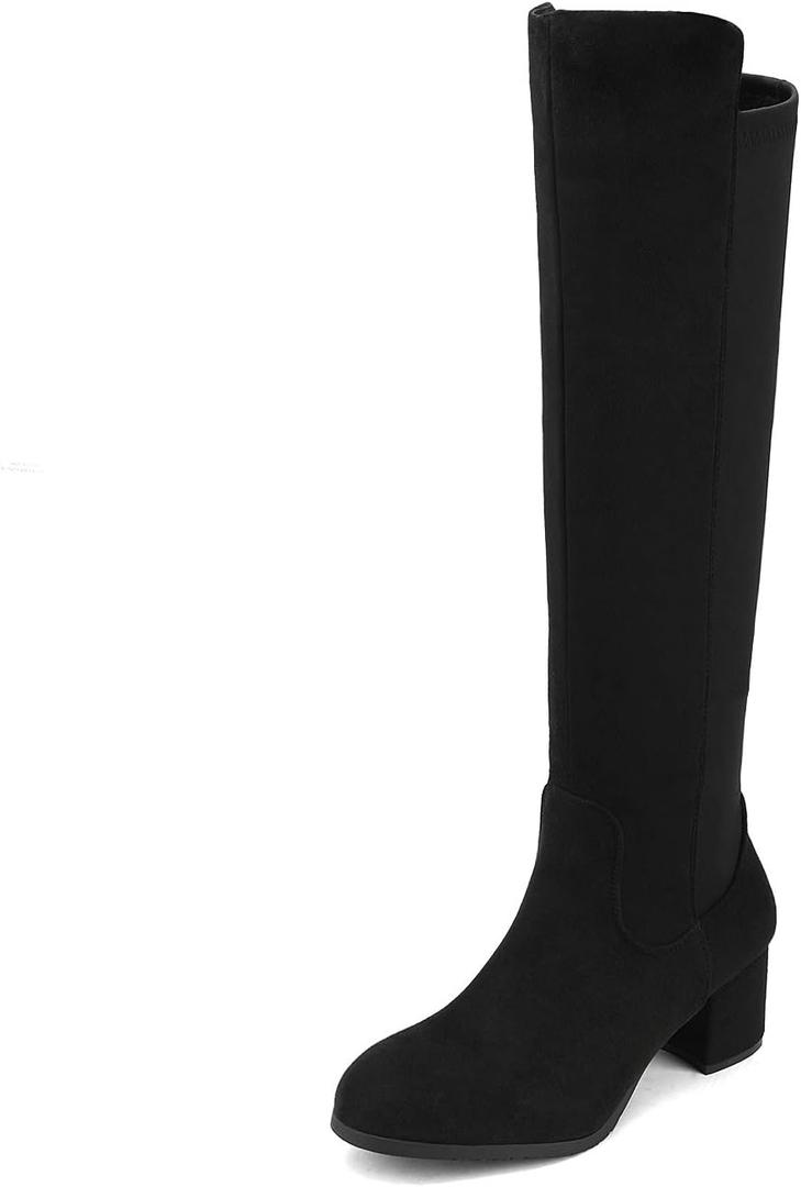 DREAM PAIRS Women's Knee High Stretchy Fashion Boots (8.5, Black)