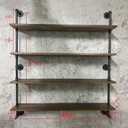 Industrial Pipe Wall Shelves With Real Wood Plank, 48 Inches Floating Shelves for Wall, 4 Tier Farmhouse Book Shelves, Dark Brown for Kitchen, Living Room Decor and Bar