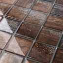 Parrotile Glass Backsplash Tile for Kitchen Bathroom Wall Antique Bronze Brown 2x2 Glass Mosaic Tiles (Box of 5 Sheets)