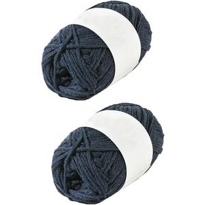 200g Crochet Bag Cord Hollow Cotton Thread Braided Macrame Cord DIY Knit Hat Beach Bag Material (Navy Blue)