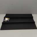 WOPITUES Floating Shelves 24 inch with Gold Metal Guardrail, Shelves for Wall Decor Set of 3, Wall Shelves for Bedroom, Bathroom, Kitchen, Living Room, Plants, Picture Frames, Art- Black