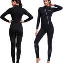 Skyone 1.5MM Neoprene Wet Suits for Men Women, Front Zip Wetsuit Full Body Scuba Suit, One Piece Long Sleeve Diving Suit Warm for Surfing Snorkeling Swimming (Black, M)