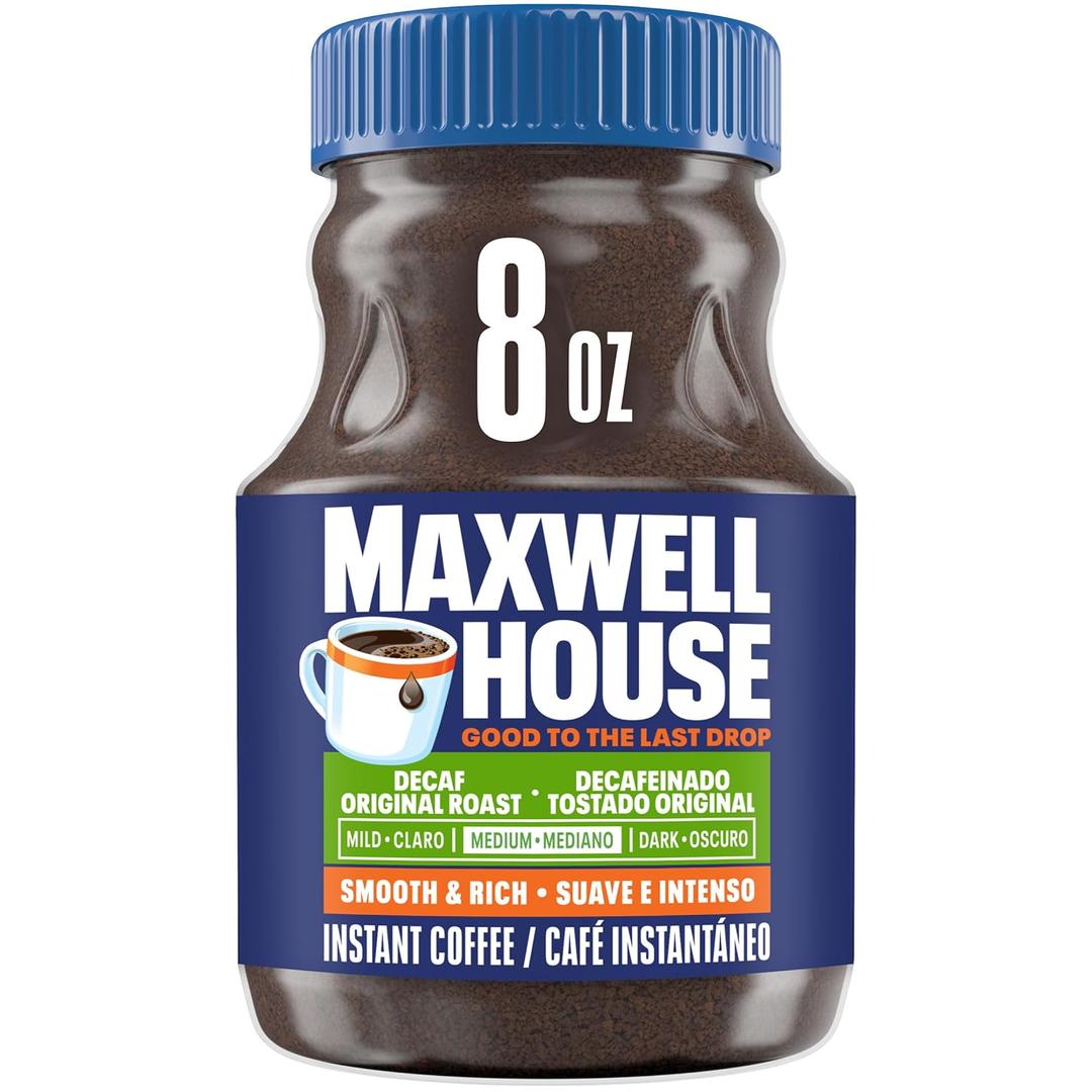 Maxwell House Original Roast Decaffeinated Instant Coffee, 8 oz Jar (8 Ounce (Pack of 1)) BB 8 May 2026