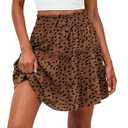 Lepunuo Womens Summer Flowy Mini Skorts Skirts Casual High Waisted Ruffle Tiered A Line Short Skirt with Pockets (L)