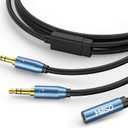 MillSO Audio Splitter, Female to 2 Male 3.5mm TRS Audio Splitter, 8 Feet SapphireBlue&Gold-Plated Stereo Jack Headphones Adapter Cable for Smartphone, Computer, Mp3, Earphone, Speakers