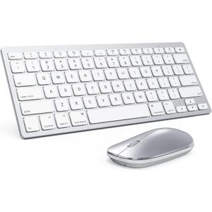Bluetooth Keyboard and Mouse Compatible with Mac, OMOTON Ultra-Slim Wireless Keyboard and Mouse Combo Compatiblei with MacOS, MacBook Pro/Air, iMac, Mac Mini, Laptop and PC (Silver) (Silver)