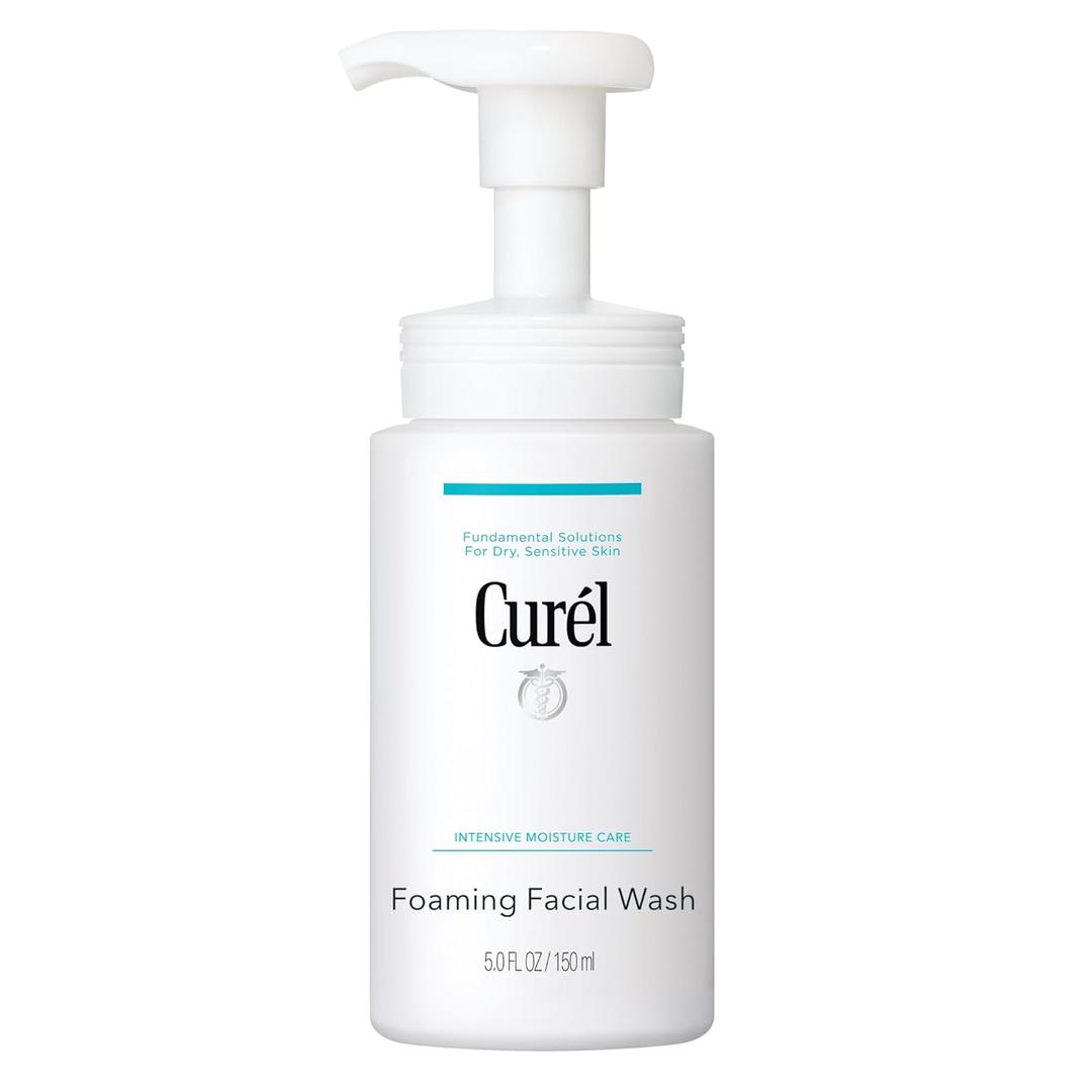 Curel Japanese Skin Care Foaming Daily Face Wash for Sensitive Skin, Hydrating Facial Cleanser for Dry Skin, pH-Balanced and Fragrance-Free, 5 Oz (Step 2 of 2-Step Skincare) (5 Fl Oz (Pack of 1))