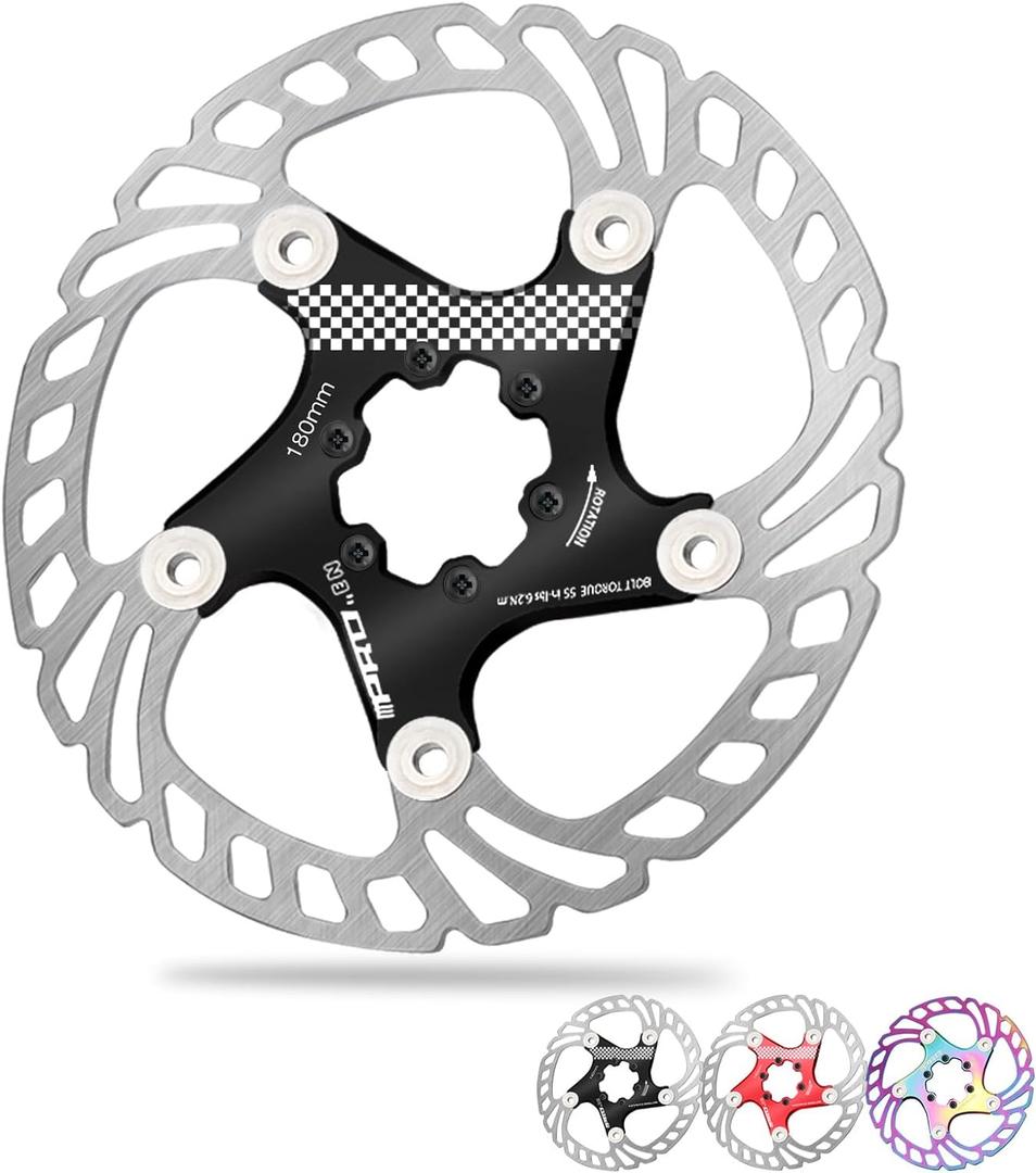 BUCKLOS IIIPRO 140mm 160mm 180mm 203mm Floating Bike Disc Brake Rotor with 6 Bolts, Mountain Bike MTB Stainless Steel Bicycle Disc Brakes Rotors for Road Bike/Ebike/BMX(Black)