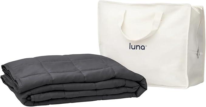 Luna Cooling Weighted Blankets for Adults - 100% Lyocell Rayon Soft Blanket Back to School Dorm Room Essentials - Travel Relaxation Gifts [15lbs - Queen - 60" x 80"] [Dark Grey] - Imported