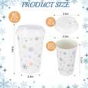 100 Pcs 16 oz Christmas Coffee Cups with White Lids Snowflake Disposable Paper Cups Bulk Insulated Hot Cocoa Cup for Tea Beverage Picnics Family Gatherings Xmas Holiday Party Supplies