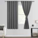DWCN Grey Short Blackout Curtains for Bedroom - 63 inch Length Back Tab and Rod Pocket Tieable Thermal Insulated Light Blocking Window Treatment Panels for Living Room, 42 x 63 Inch, Set of 2, Grey