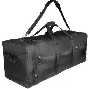 Fitdom 140L 38" Heavy Duty Extra Large Sports Equipment Duffle Bag with Upgrade Zipper, Durable & Water Resistant. Perfect for Travel Storage Football Hockey Baseball Basketball Team Coaches & More (Black)