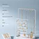 Lolalet Jewelry Organizer Stand, No Assembly Needed Display Storage with Rotating Earring Holder and Velvet Ring Tray for Necklace Bracelet Studs,Christmas Gifts Room Dorm Decor for Teen Girls -White