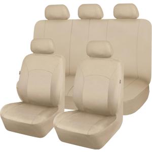 Flying Banner Car Seat Covers Front Seats Rear Bench Polyester car seat Protectors Easy installations Rear Bench Split Classic Man Lady Truck (Solid Beige)