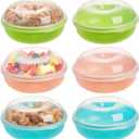 Frcctre 6 Pack Bagel Keeper, Round Bagel Fresh Saver Donut Keeper Holder, Reusable Bagels Storage Container Bagels Fruit Storage Box for Home Kitchen