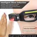 LED Rechargeable Headlight Glasses with Motion Sensor & Touch Control, Safety Glasses with Lights 5 Modes USB C Light Up Glasses for Outdoor Running Camping Hiking Work (Yellow)