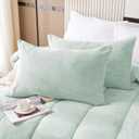 YIYEA Faux Fur Pillow Cases Queen Size Set of 2, Luxury Ultra Soft Fuzzy Pillowcases, Fluffy Plush Velvet Pillow Covers with Zipper, Cozy Warmth and No Shedding, 20 x 30, Aqua