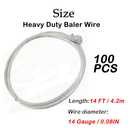 Baling Wire 14 Gauge 14 Feet,Baler Wire Ties Galvanized Steel,Heavy Duty Emergency Bale,Bundle Single Loop,Bailing Cardboard,for Horizontal and Vertical Closed Door Manual Tie Baler,100PCS