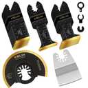 18 PCS Titanium Oscillating Tool Saw Blades with Stainless Steel Scraper and Semicircle Blades Kit, Universal Multi Tool Blades for Light Metal Sheet Pipe and Wood (NOT for Star Lock Interface)