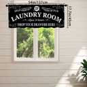 Black Kitchen Curtains Laundry Room Design for Windows Valances Rod Pocket Curtain Valance for Bathroom Living Room Cafe Home Decor (Laundry Room, 18"x54"-1pc)