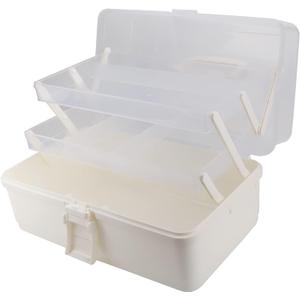 Avlcoaky Tackle Box Large 3 Layers Plastic Portable Storage Box Fishing White Tackle Box Organizer Art Craft Tool Box