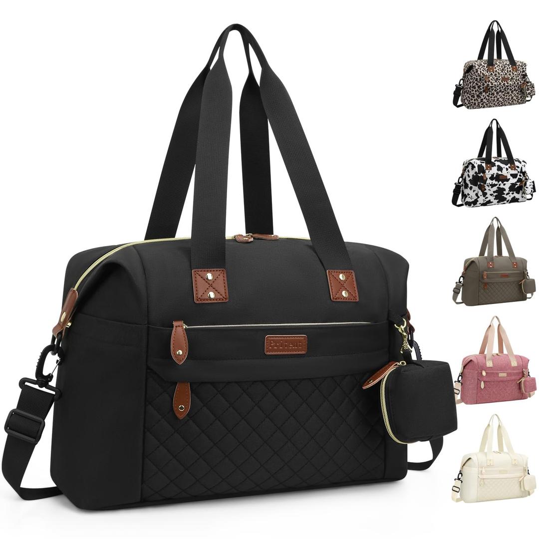 Pritent Diaper Bag Tote, Diaper Baby Bags with Pacifier Case, Shoulder Straps, Stroller Clips, Waterproof Large Mommy Maternity Travel Baby Tote for Mom and Dad, black